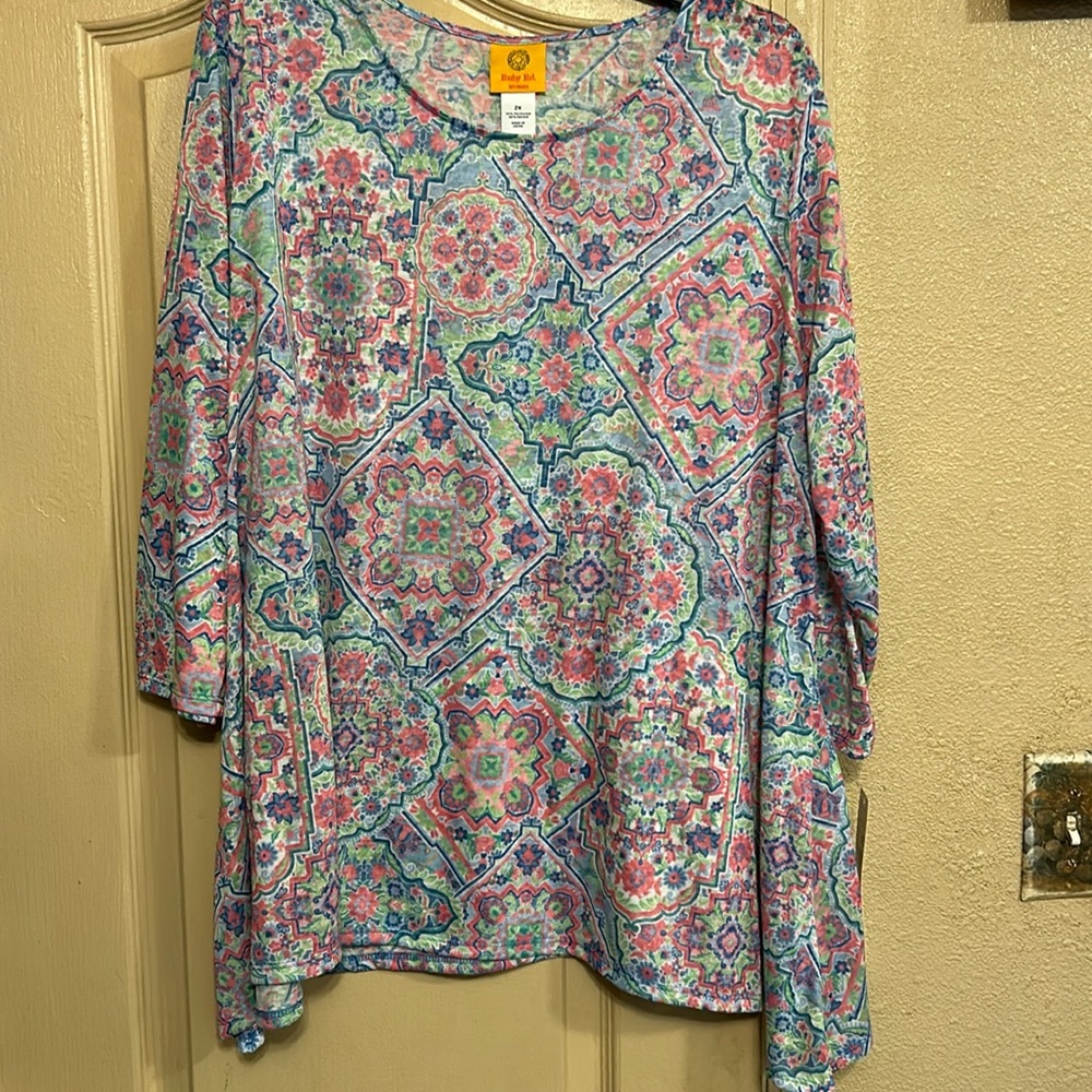 Ruby Rd. Multicolor Short Sleeve Top